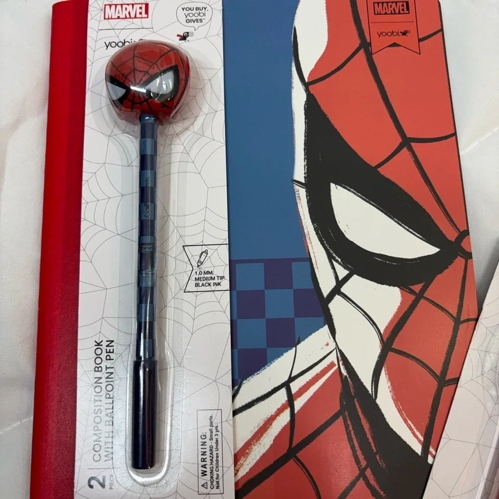 Marvel Spider-Man Red and Blue Composition Notebook and 4 pens set NEW